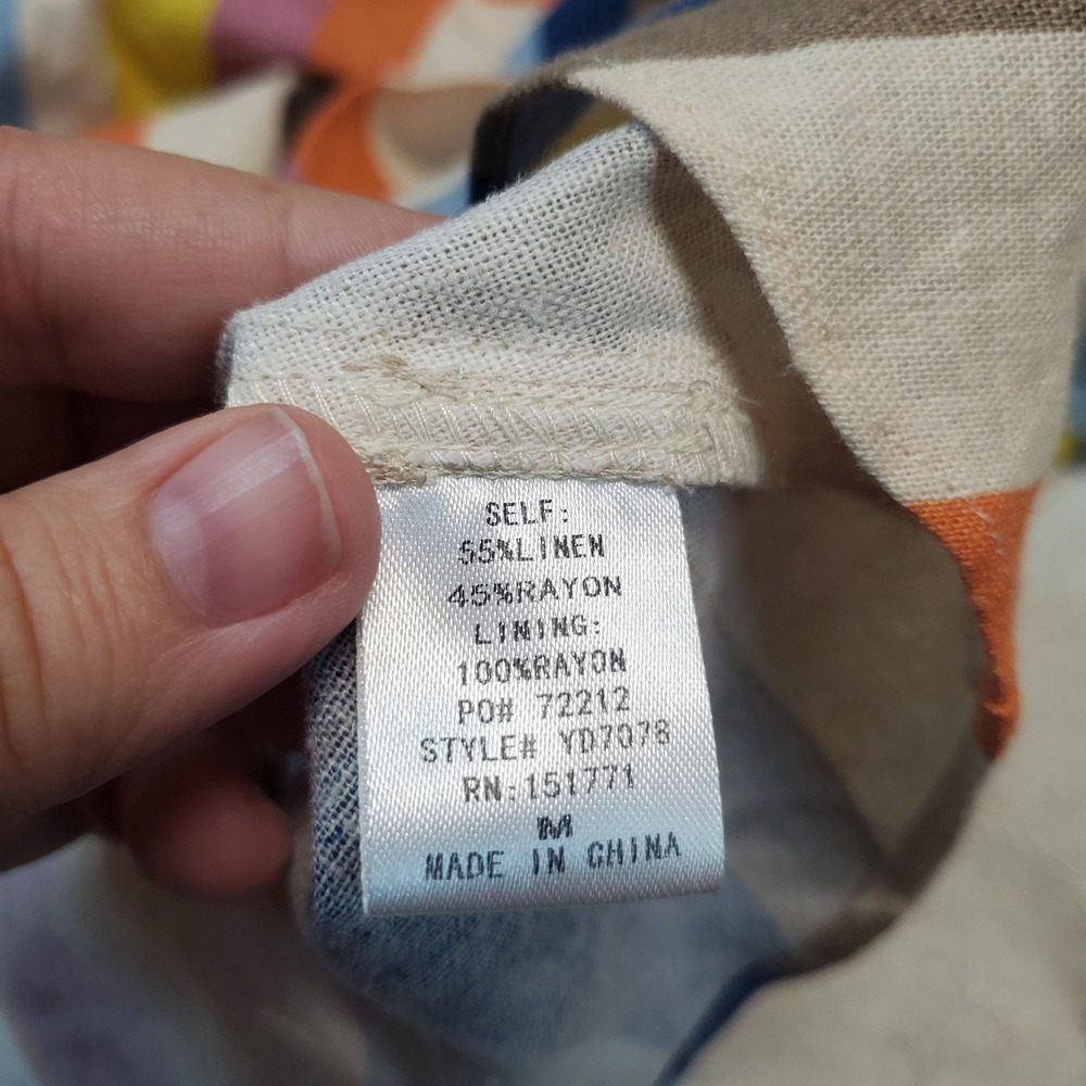 Gilli Rainbow Striped Halter Beach Sleeveless Linen Blend Maxi Dress Medium - Picture 10 of 10